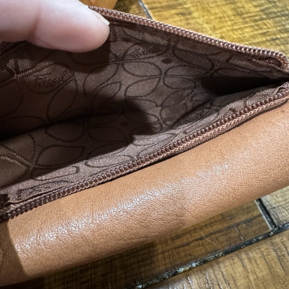 Fossil Hanover Leather Wallet Trifold Brown Cards Coins Money Snap Zipper‎ - Picture 4 of 16